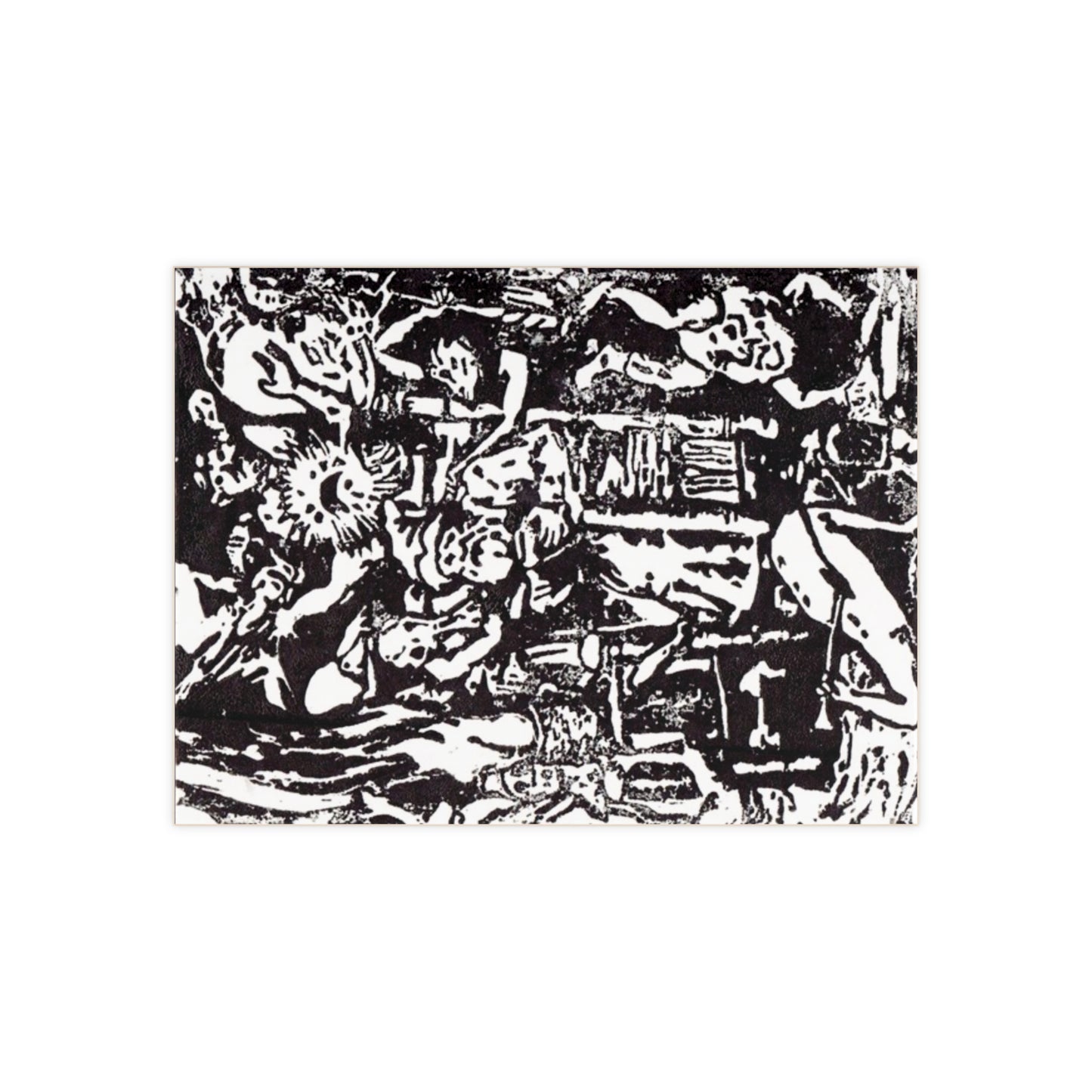 Ceramic Tile, Linoleum Block Print, Wizard Print Design, Pieter Brueghel, Woodcut Design, Demon Scene, Home Decor, Wall Art, Kitchen Trivet