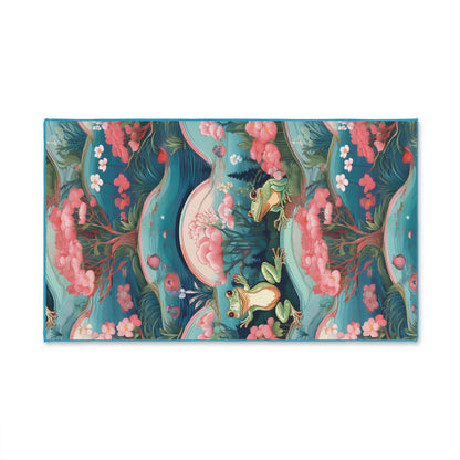 Whimsical Frog Pattern Hand Towel - Nature-Inspired Bathroom Decor