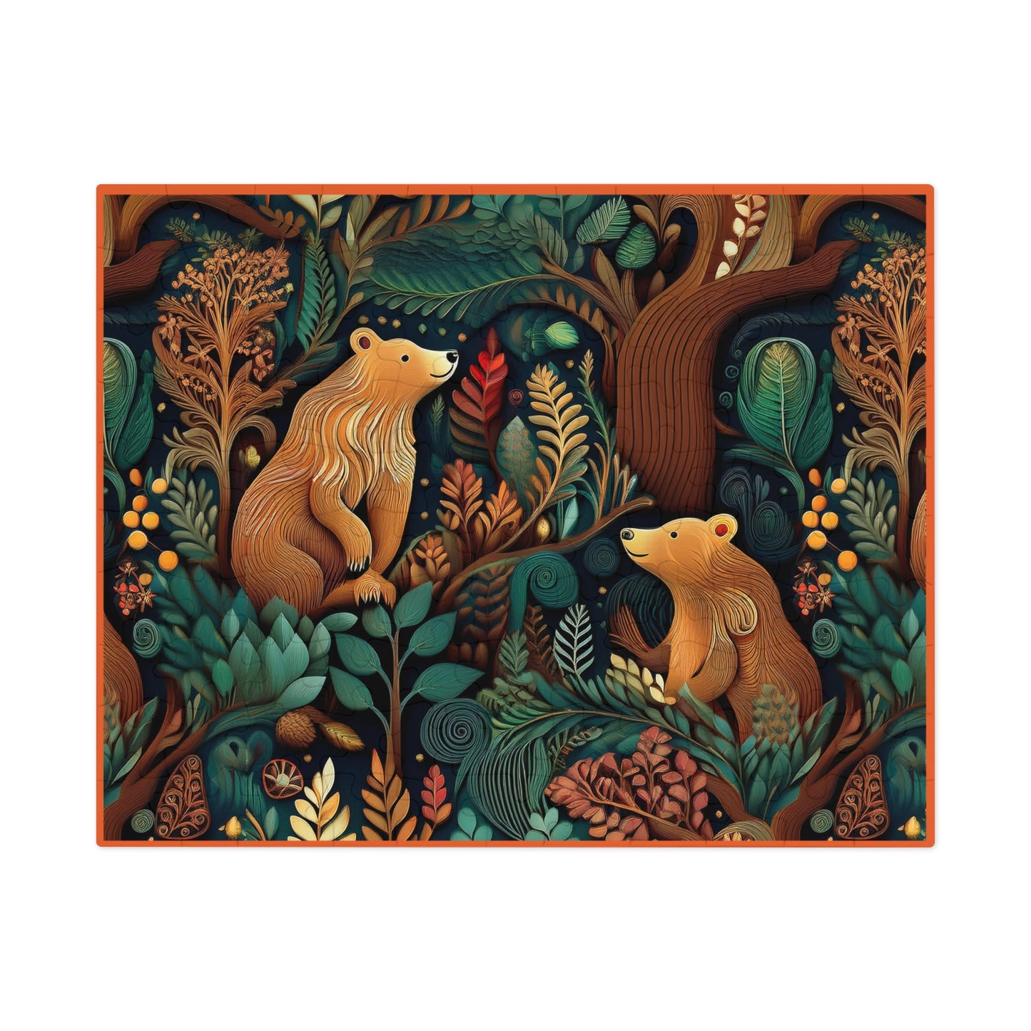 Nature-Inspired Bear Jigsaw Puzzle with Tin - Perfect for Family Fun and Gift-Giving