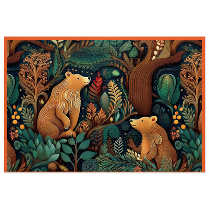 Nature-Inspired Bear Jigsaw Puzzle with Tin - Perfect for Family Fun and Gift-Giving