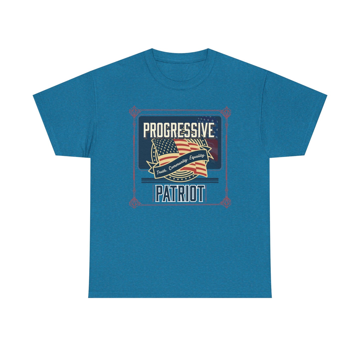 Progressive Patriot- Unisex Heavy Cotton Tee, Retro T-Shirt, Casual Wear, Gift for Activists, Independence Day, Protests, Everyday Apparel