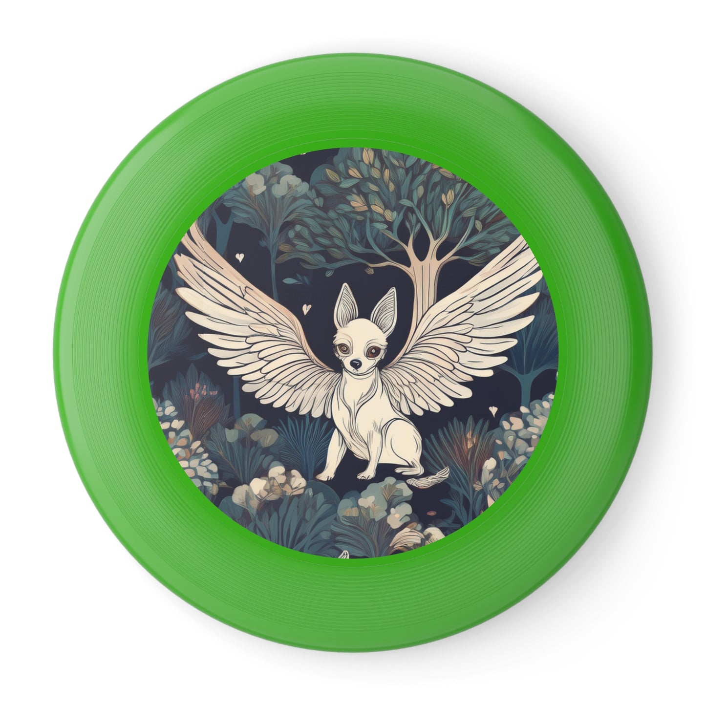 Artistic Frisbee with Whimsical Flying Dog and Orchard Design, Outdoor Fun, Gift for Nature Lovers, Unique Frisbee for Kids & Adults