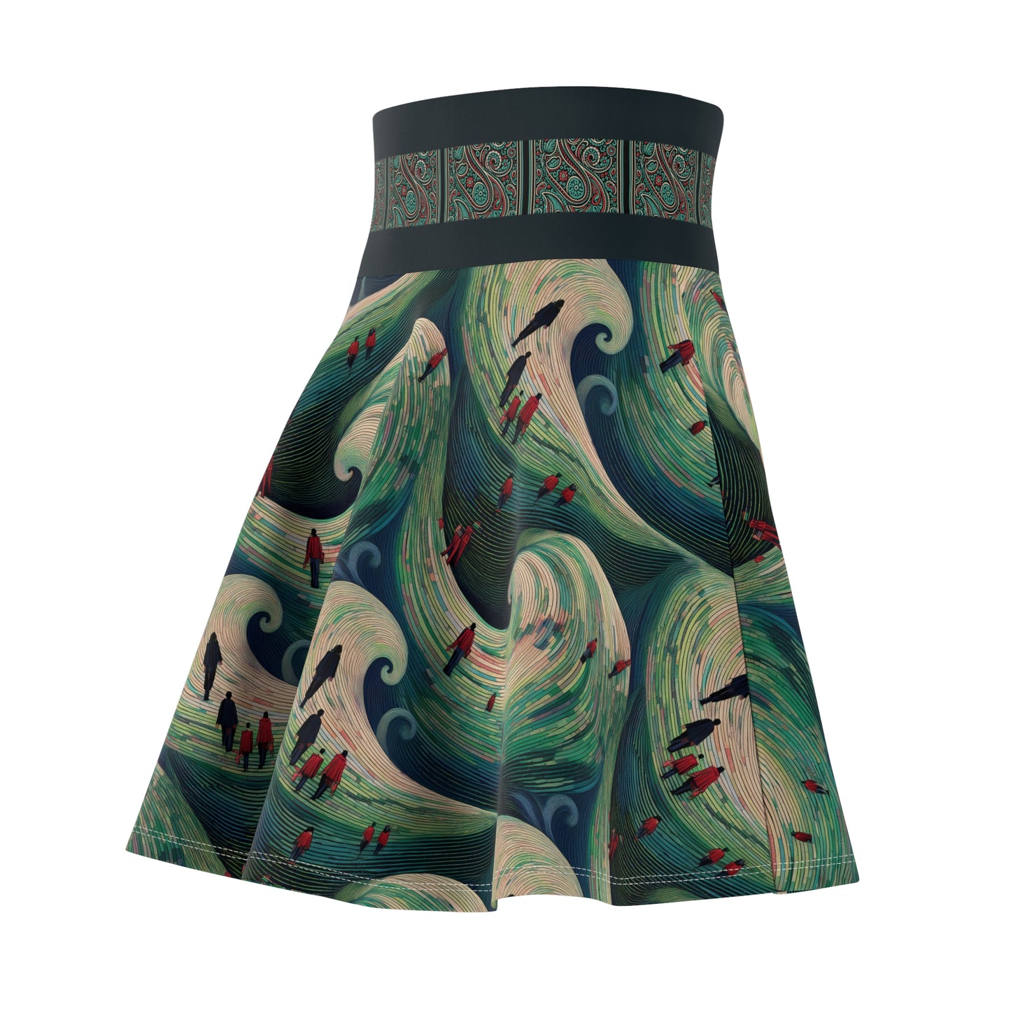 Skater Skirt - Walking on Ocean Waves - Nautical Theme - Women's Fashion