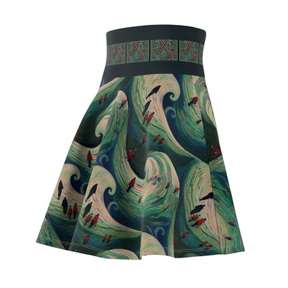 Skater Skirt - Walking on Ocean Waves - Nautical Theme - Women's Fashion