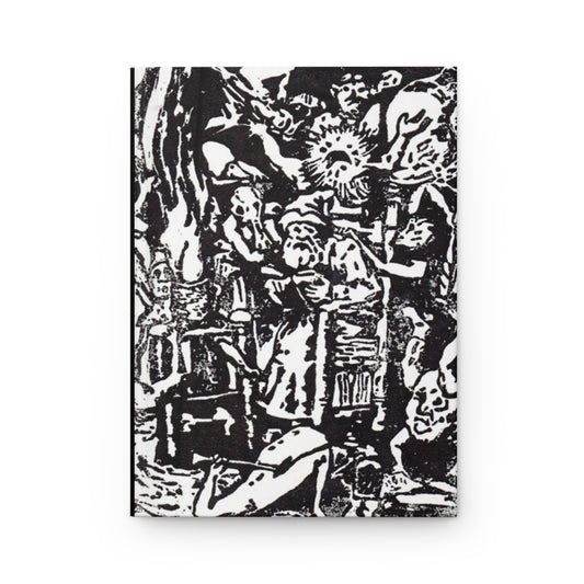 Matte Hardcover Journal, Witchcraft Linoleum Block Print, Warlock Theme, Peter Brueghel Inspired, Notebook, Diary, Sketchbook, Planner,