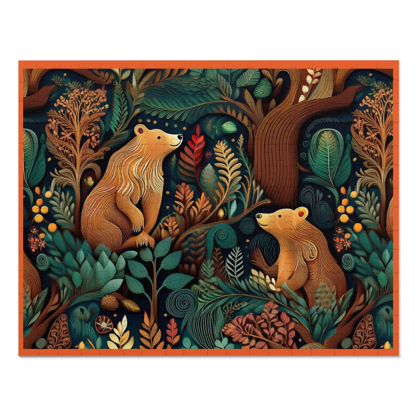 Nature-Inspired Bear Jigsaw Puzzle with Tin - Perfect for Family Fun and Gift-Giving