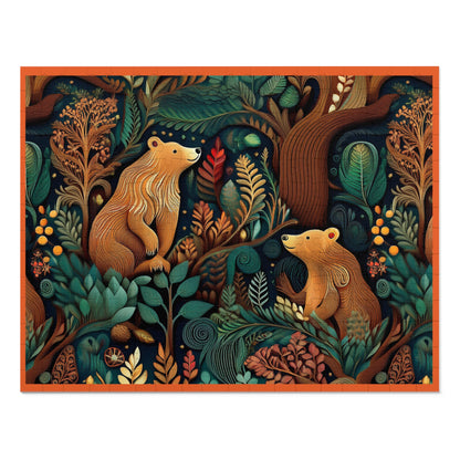 Nature-Inspired Bear Jigsaw Puzzle with Tin - Perfect for Family Fun and Gift-Giving