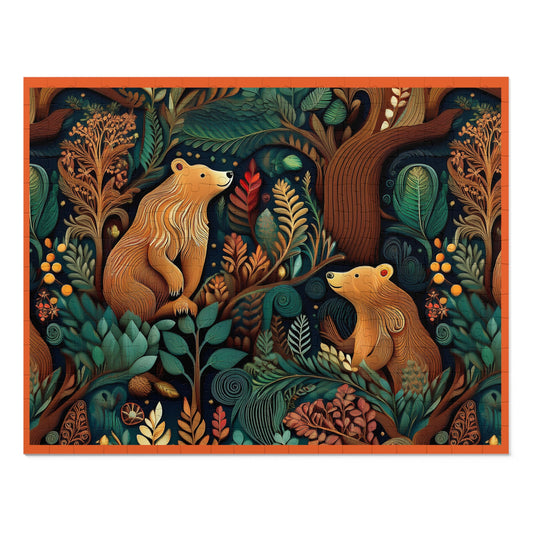 Nature-Inspired Bear Jigsaw Puzzle with Tin - Perfect for Family Fun and Gift-Giving