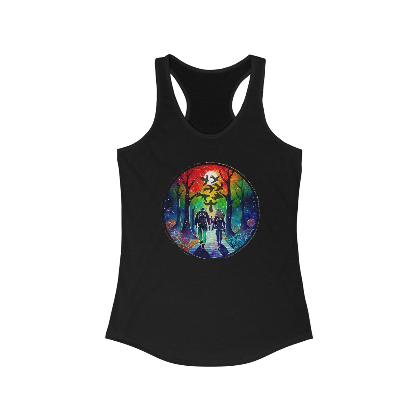 Tank Top, Rainbow Forest Hiking Adventure, Women's Workout Shirt, Nature Lover Gift, Sleeveless Tee, Summer Outdoor Clothing