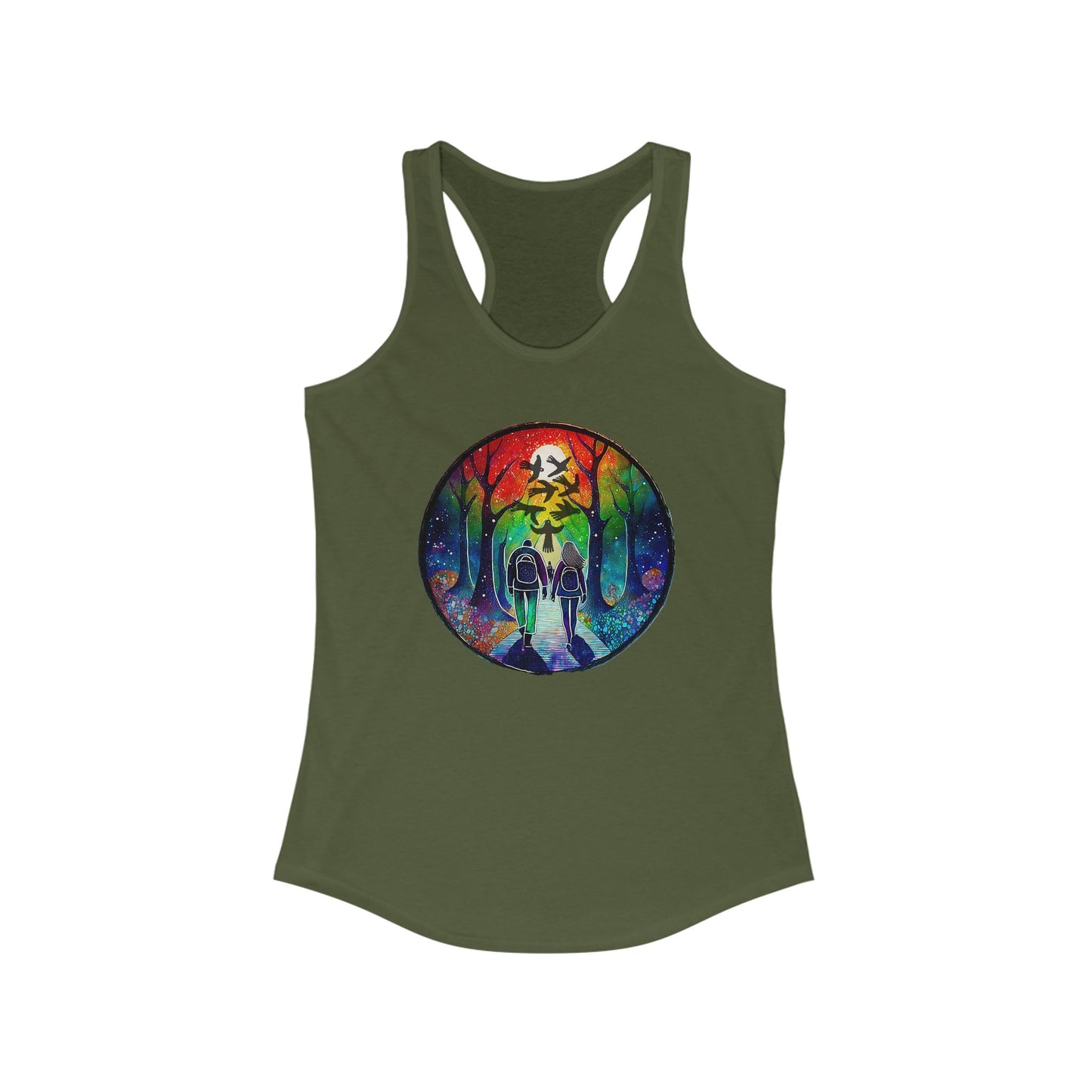 Tank Top, Rainbow Forest Hiking Adventure, Women's Workout Shirt, Nature Lover Gift, Sleeveless Tee, Summer Outdoor Clothing