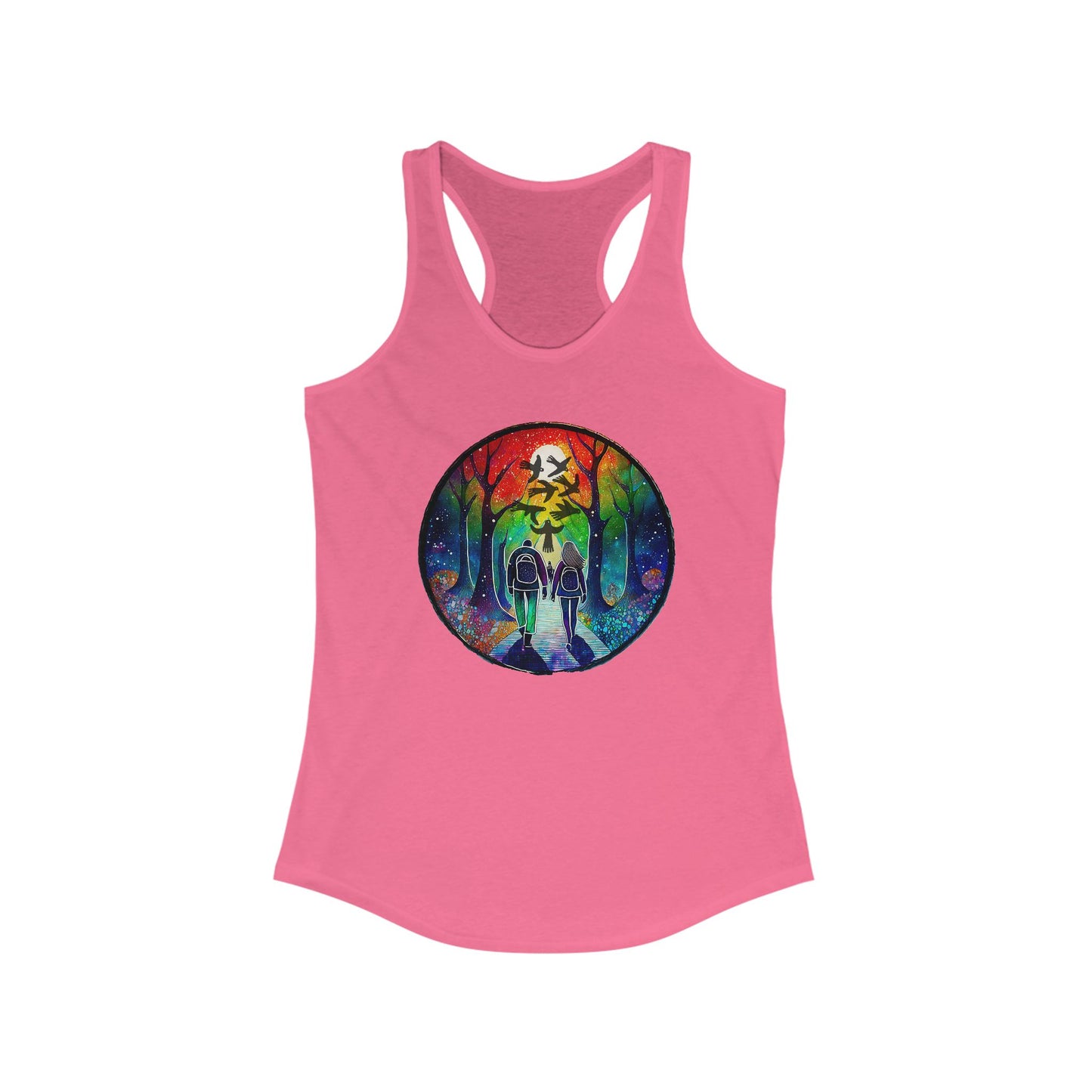 Tank Top, Rainbow Forest Hiking Adventure, Women's Workout Shirt, Nature Lover Gift, Sleeveless Tee, Summer Outdoor Clothing