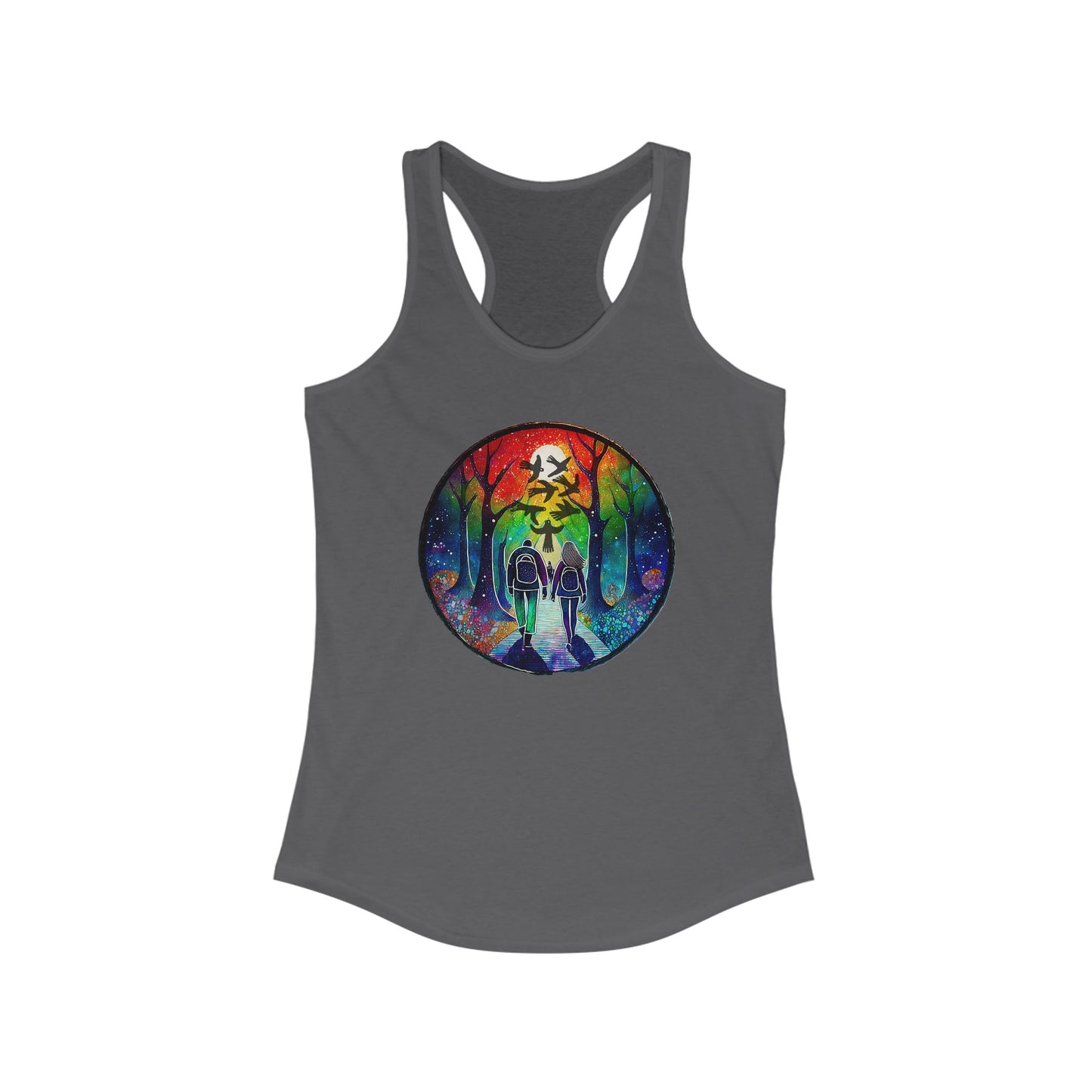 Tank Top, Rainbow Forest Hiking Adventure, Women's Workout Shirt, Nature Lover Gift, Sleeveless Tee, Summer Outdoor Clothing
