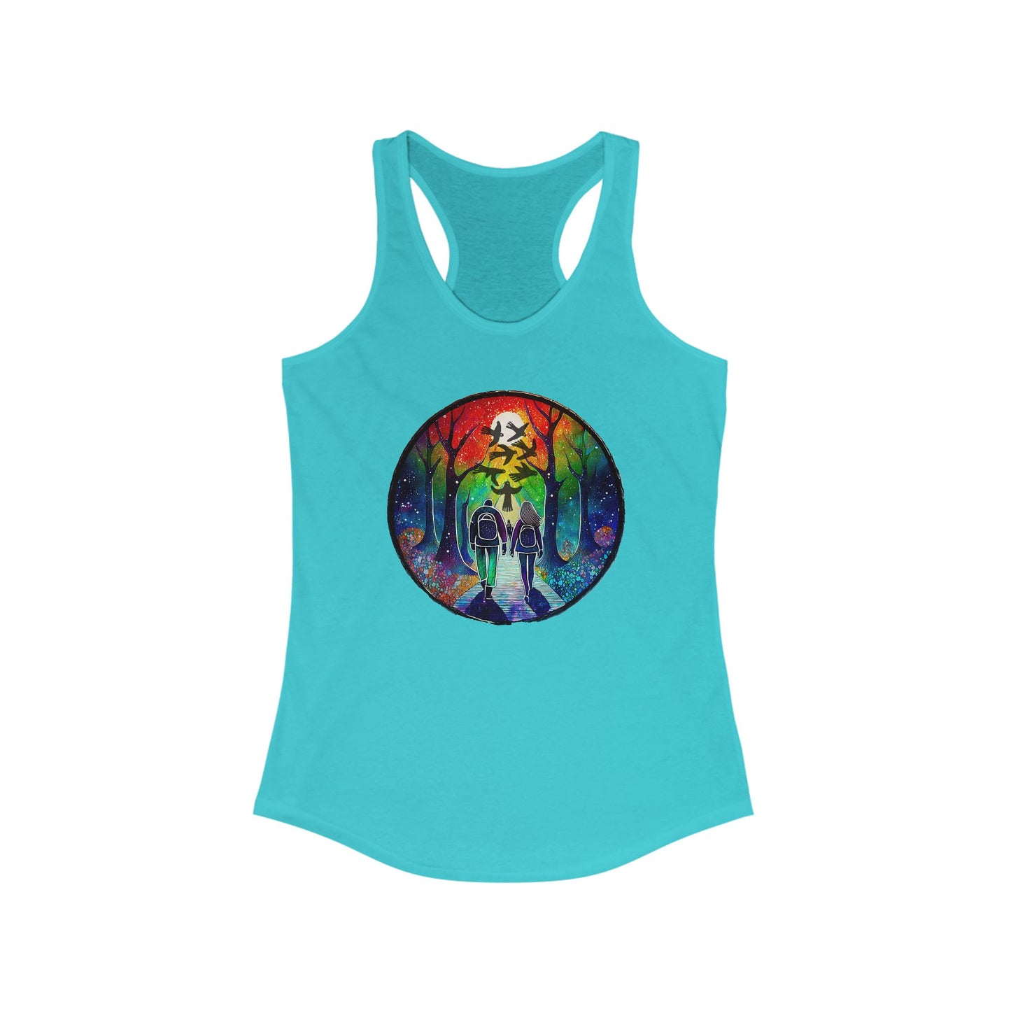 Tank Top, Rainbow Forest Hiking Adventure, Women's Workout Shirt, Nature Lover Gift, Sleeveless Tee, Summer Outdoor Clothing