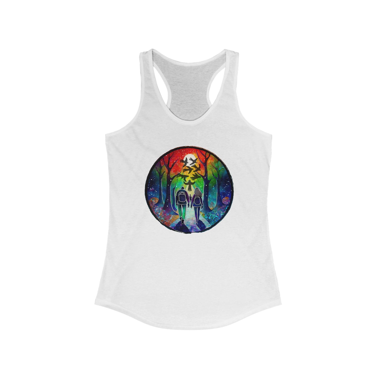 Tank Top, Rainbow Forest Hiking Adventure, Women's Workout Shirt, Nature Lover Gift, Sleeveless Tee, Summer Outdoor Clothing