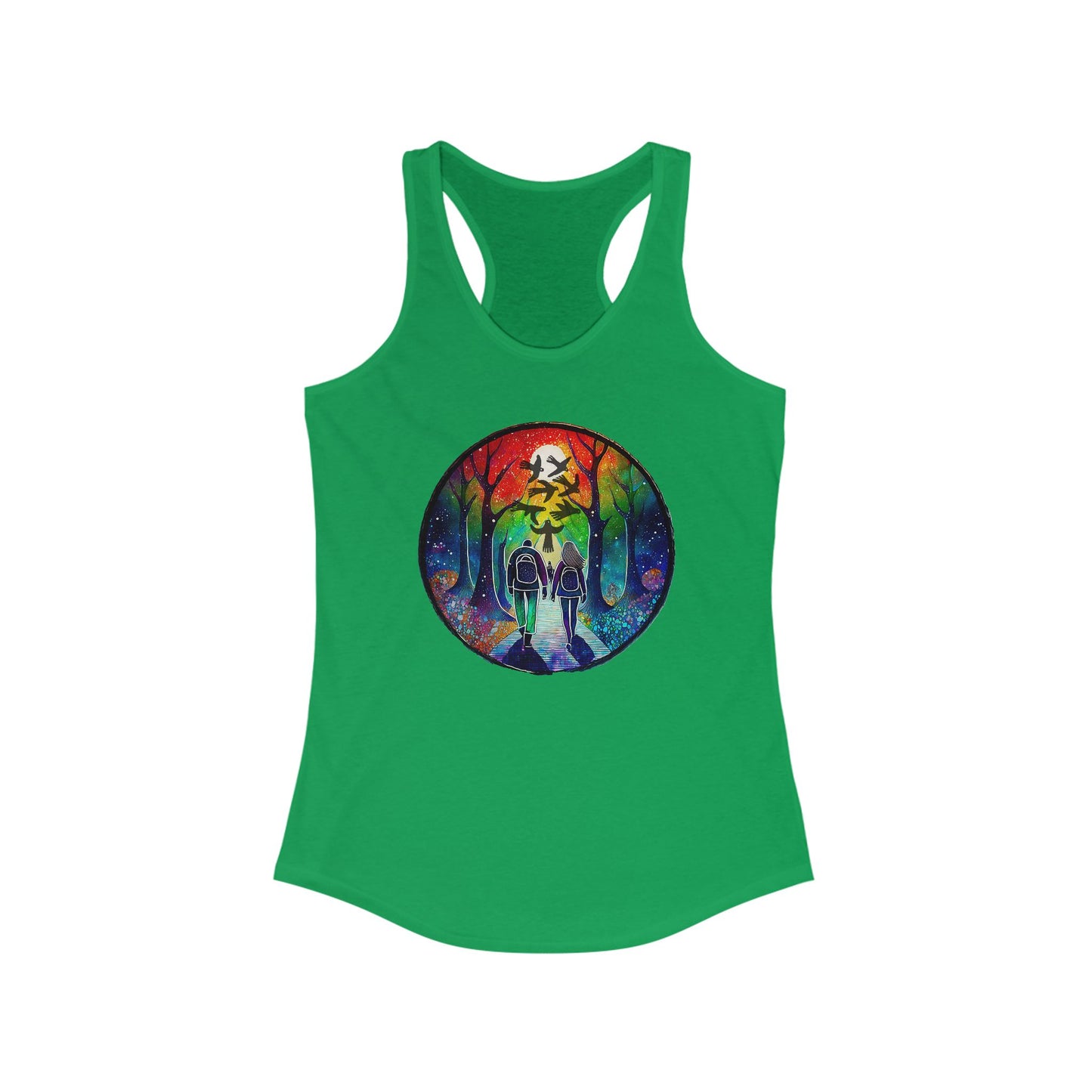 Tank Top, Rainbow Forest Hiking Adventure, Women's Workout Shirt, Nature Lover Gift, Sleeveless Tee, Summer Outdoor Clothing