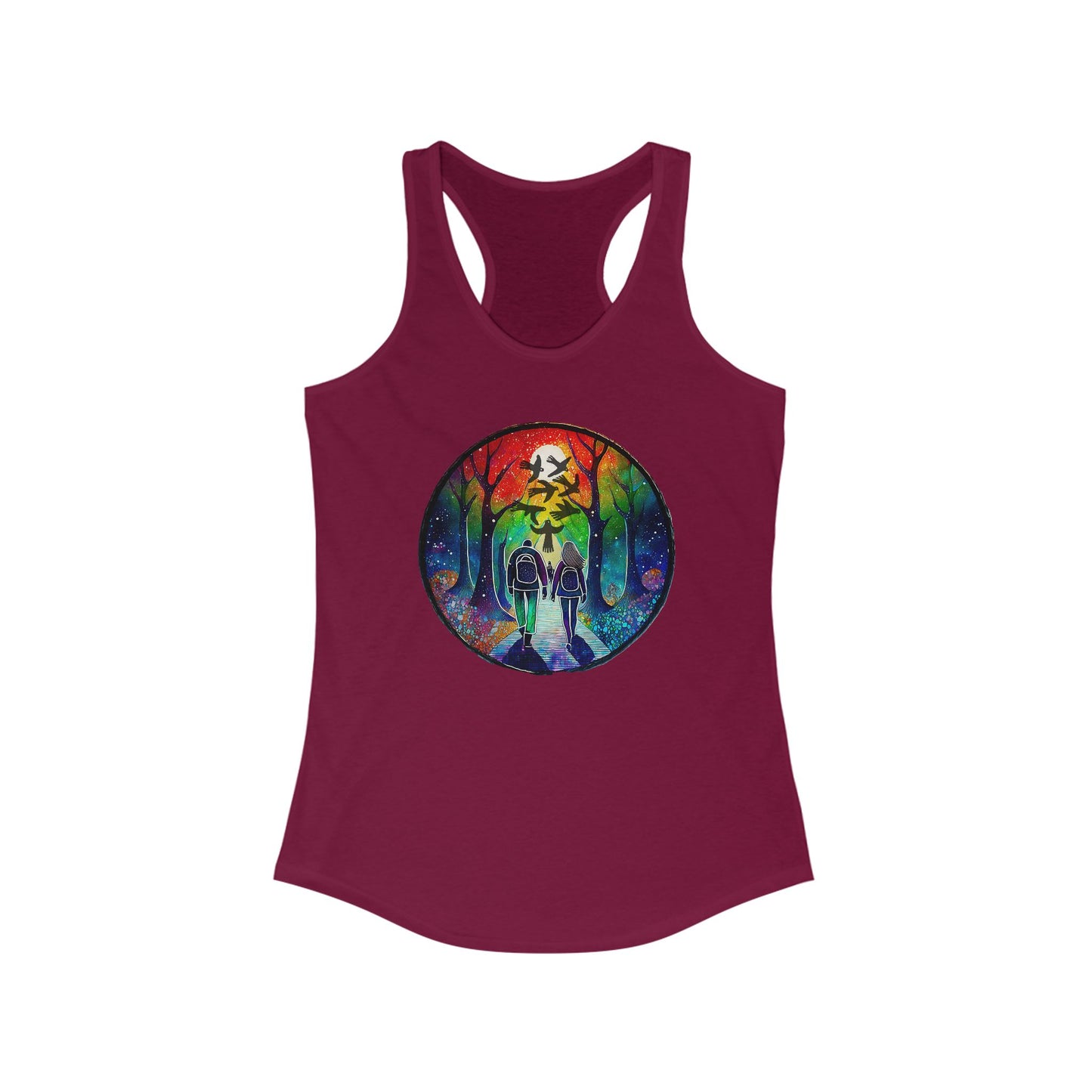 Tank Top, Rainbow Forest Hiking Adventure, Women's Workout Shirt, Nature Lover Gift, Sleeveless Tee, Summer Outdoor Clothing