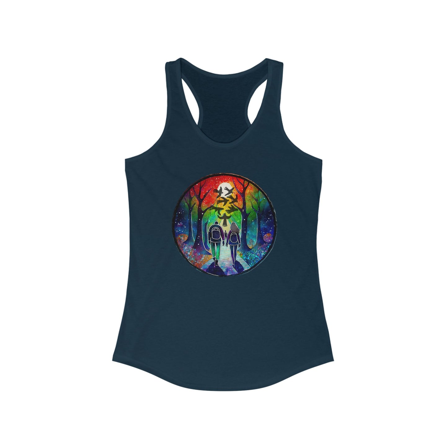 Tank Top, Rainbow Forest Hiking Adventure, Women's Workout Shirt, Nature Lover Gift, Sleeveless Tee, Summer Outdoor Clothing