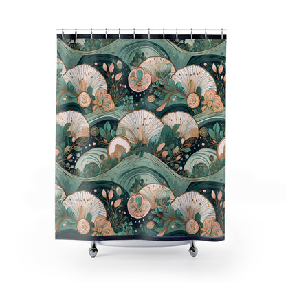 Elegant Floral Sea Shower Curtain - Nature-Inspired Bathroom Decor