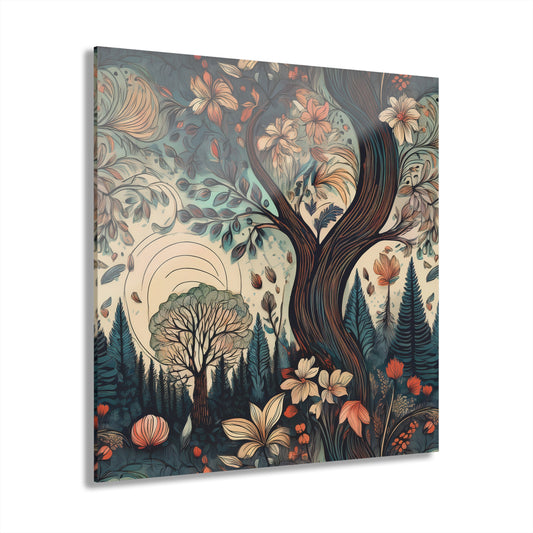 Acrylic Print - Winter Landscape Tree with Blossoms