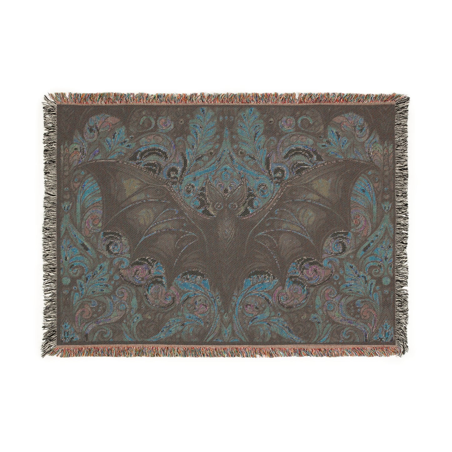 Psychedelic Bat- Woven Blanket, Cozy Throw, Home Decor, Halloween Gift, Gothic Blanket, Unique Gift for Bat Lovers, Goths