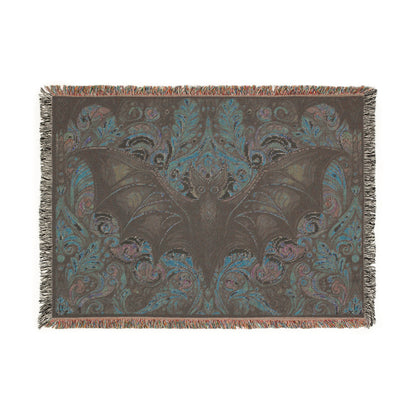 Psychedelic Bat- Woven Blanket, Cozy Throw, Home Decor, Halloween Gift, Gothic Blanket, Unique Gift for Bat Lovers, Goths