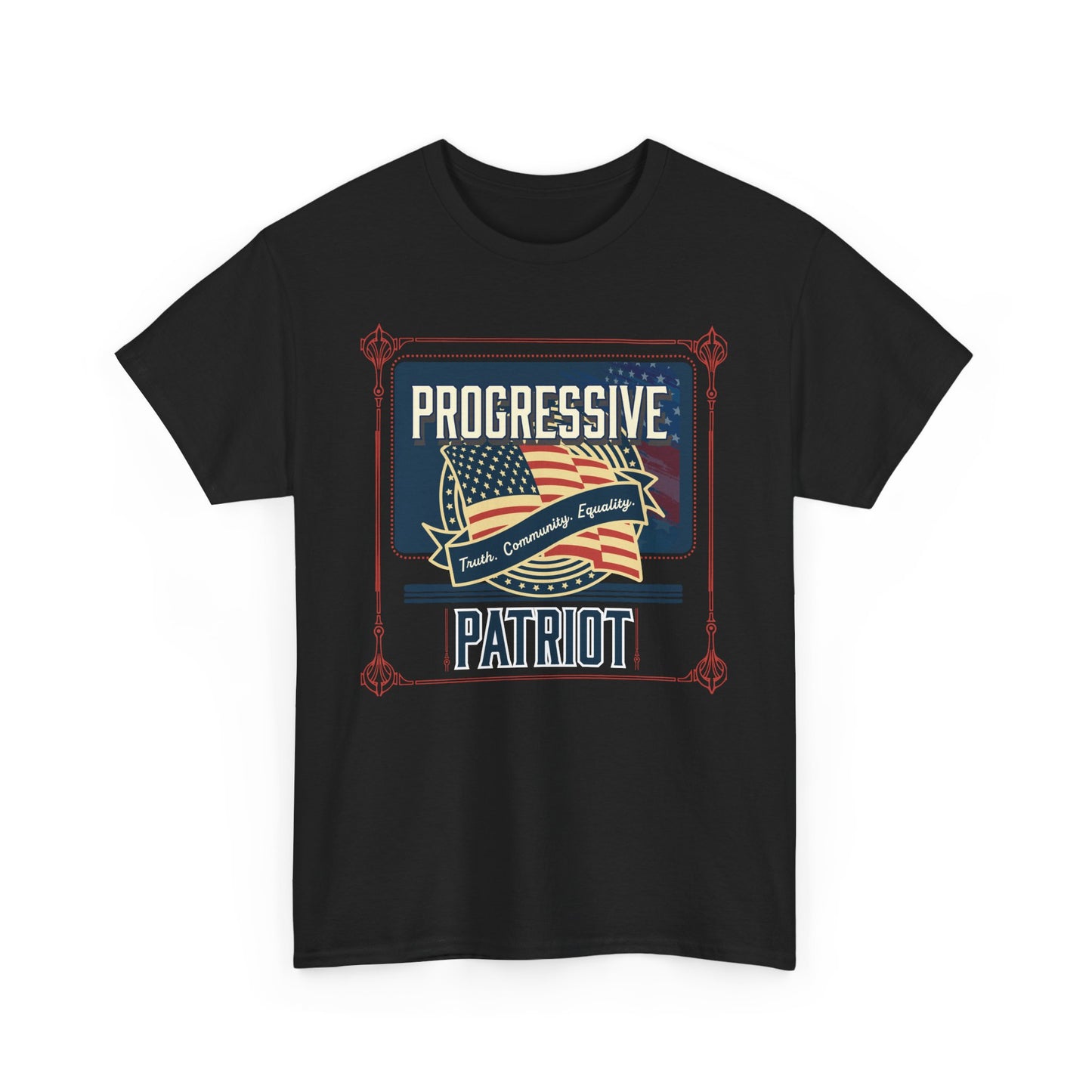 Progressive Patriot- Unisex Heavy Cotton Tee, Retro T-Shirt, Casual Wear, Gift for Activists, Independence Day, Protests, Everyday Apparel