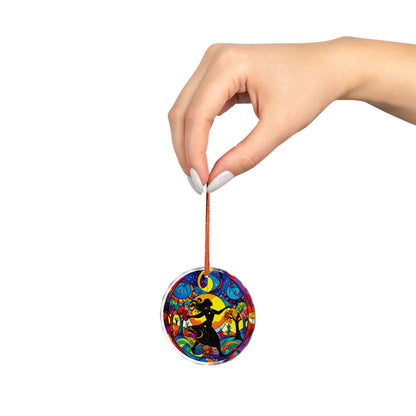 Crystal Ornament — Stained Glass Dancing Moon Woman Holiday Decoration