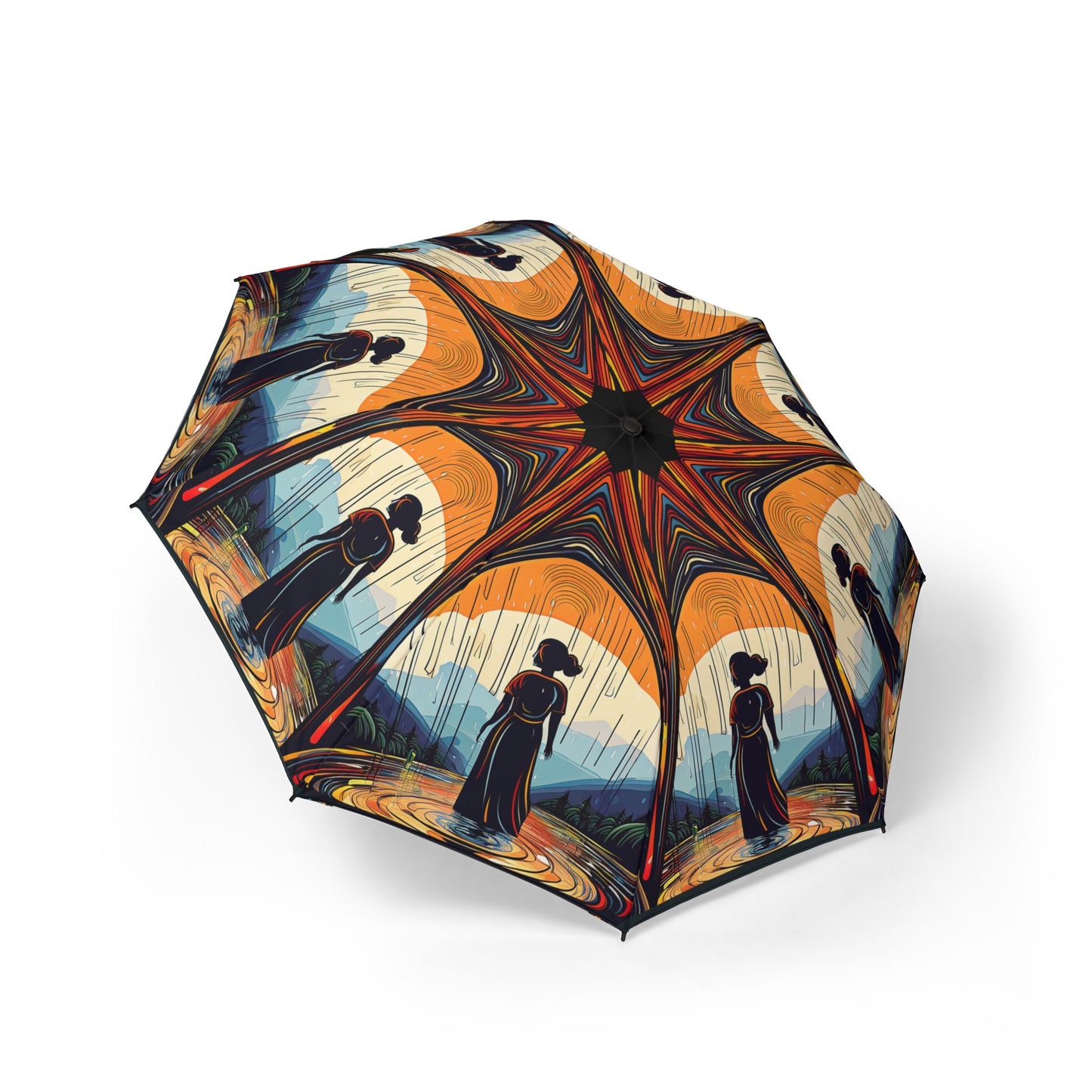 Artistic Foldable Umbrella - Stylish Rain Gear, Unique Gift for Her, Fashionable Travel Accessory, Rainy Day Essential, Outdoor Events