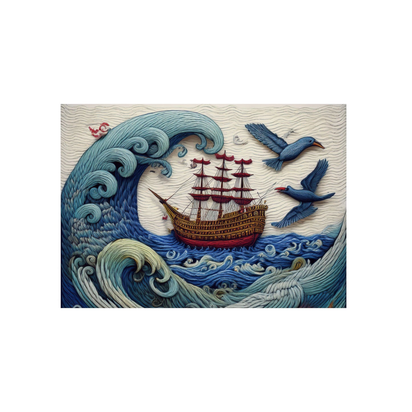 Aluminum panel Artwork - Pirate Ship and Tsunami Wave