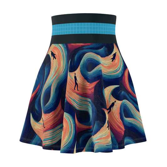 Skater Skirt - Walking on Colorful Waves - Nautical Theme - Women's Fashion