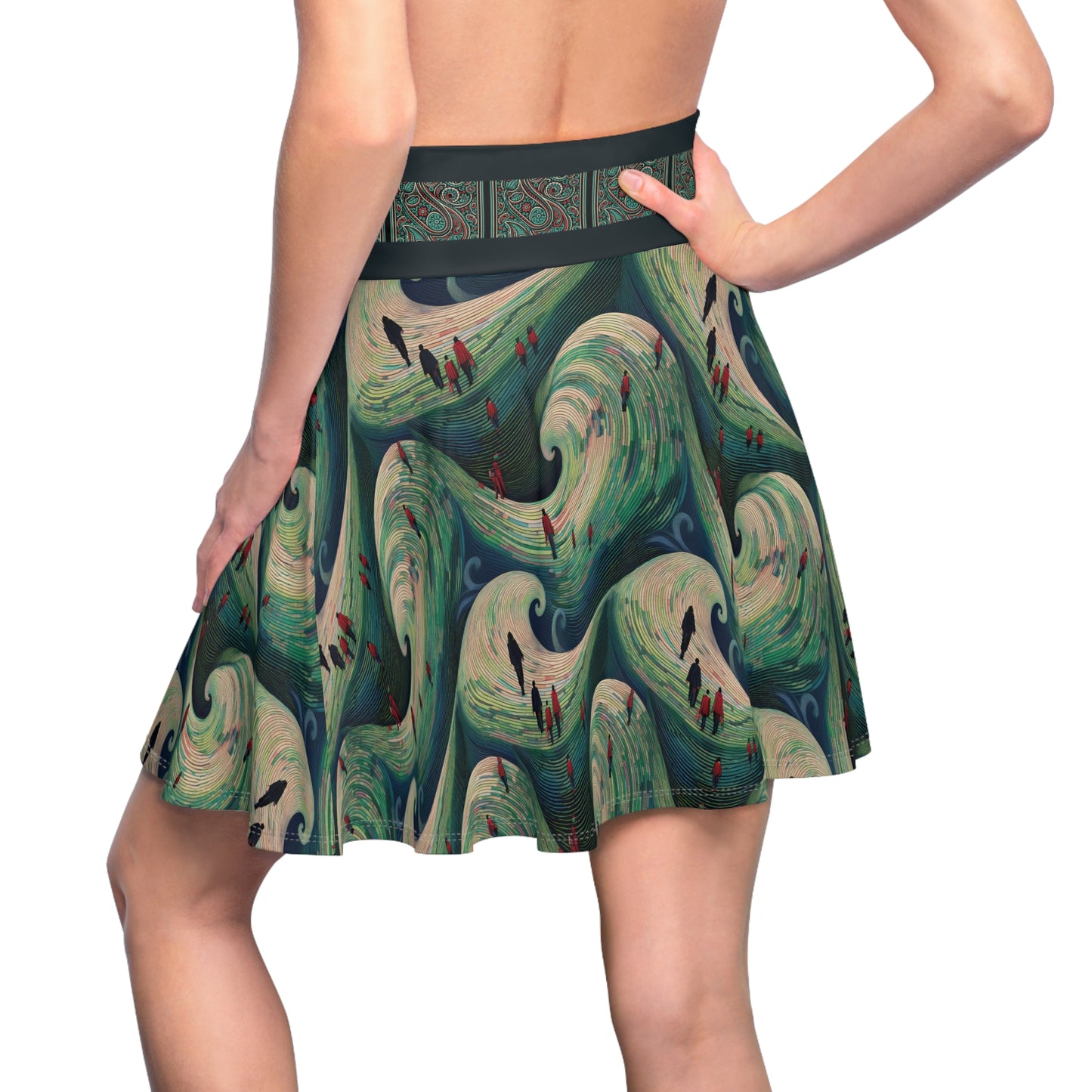 Skater Skirt - Walking on Ocean Waves - Nautical Theme - Women's Fashion