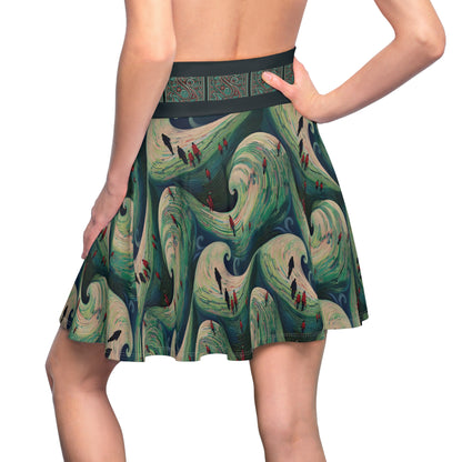 Skater Skirt - Walking on Ocean Waves - Nautical Theme - Women's Fashion
