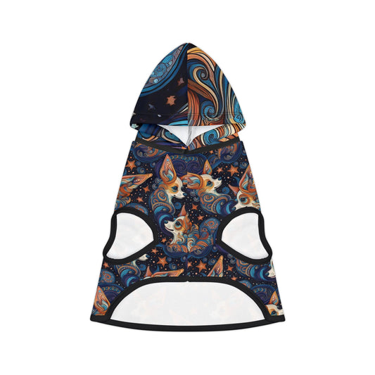 Space Dog Dog Hoodie, Small Breed Dog Psychedelic Print Sweatshirt, Vibrant Animal Pet Owner Gift, Colorful Stars Swirls Pullover