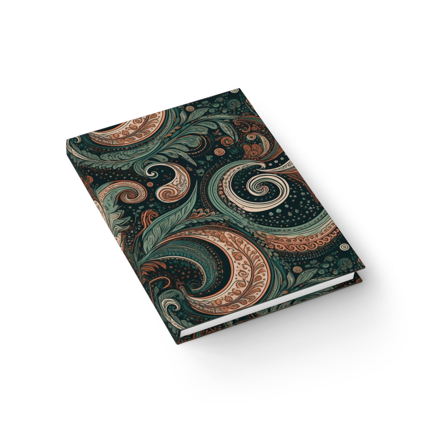 Green Paisley Journal, Unique Notebook, Spiral Diary, Artistic Writing Pad