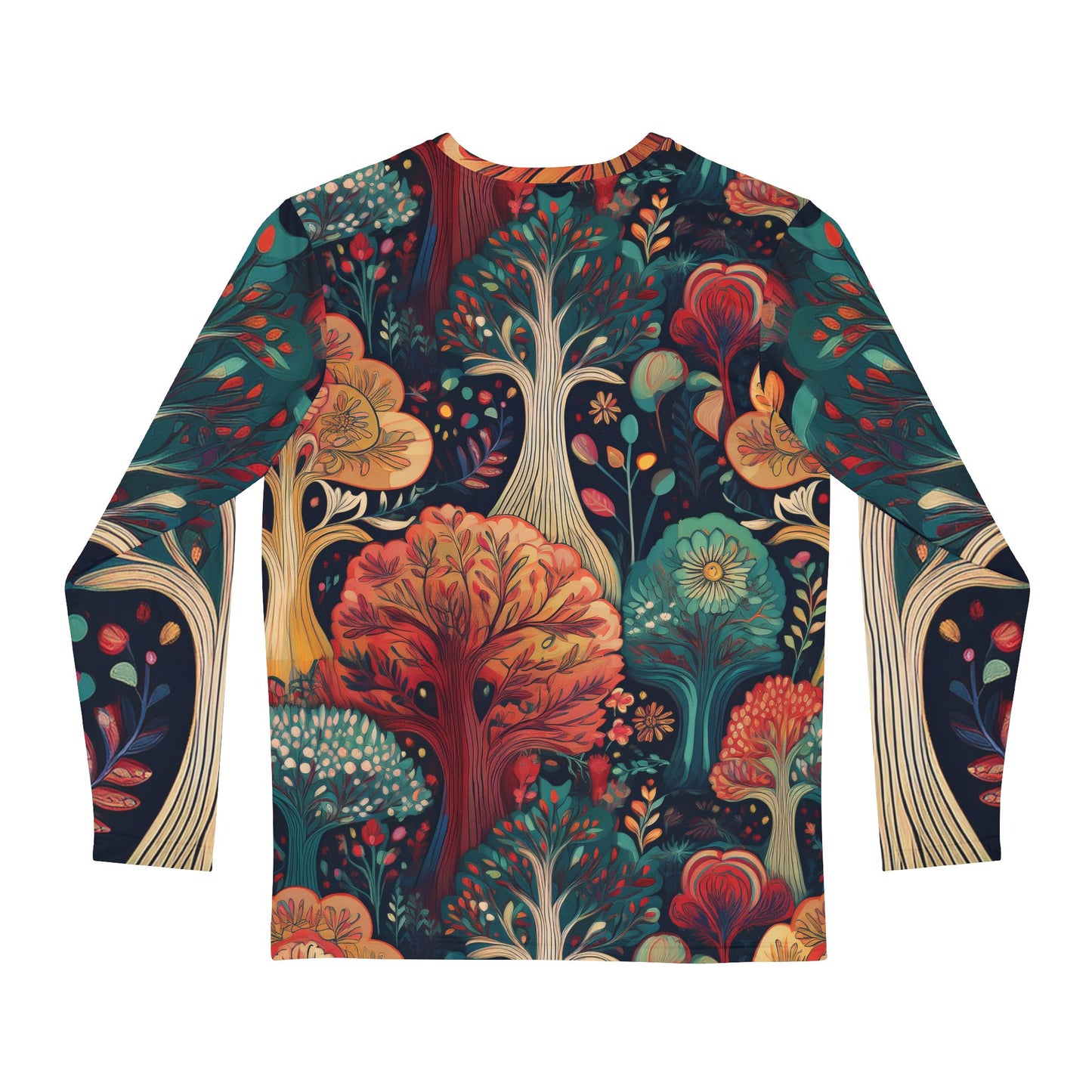 Nature-Inspired Men’s Long Sleeve Shirt - Vibrant Forest Design for Casual Style
