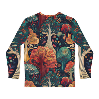 Nature-Inspired Men’s Long Sleeve Shirt - Vibrant Forest Design for Casual Style