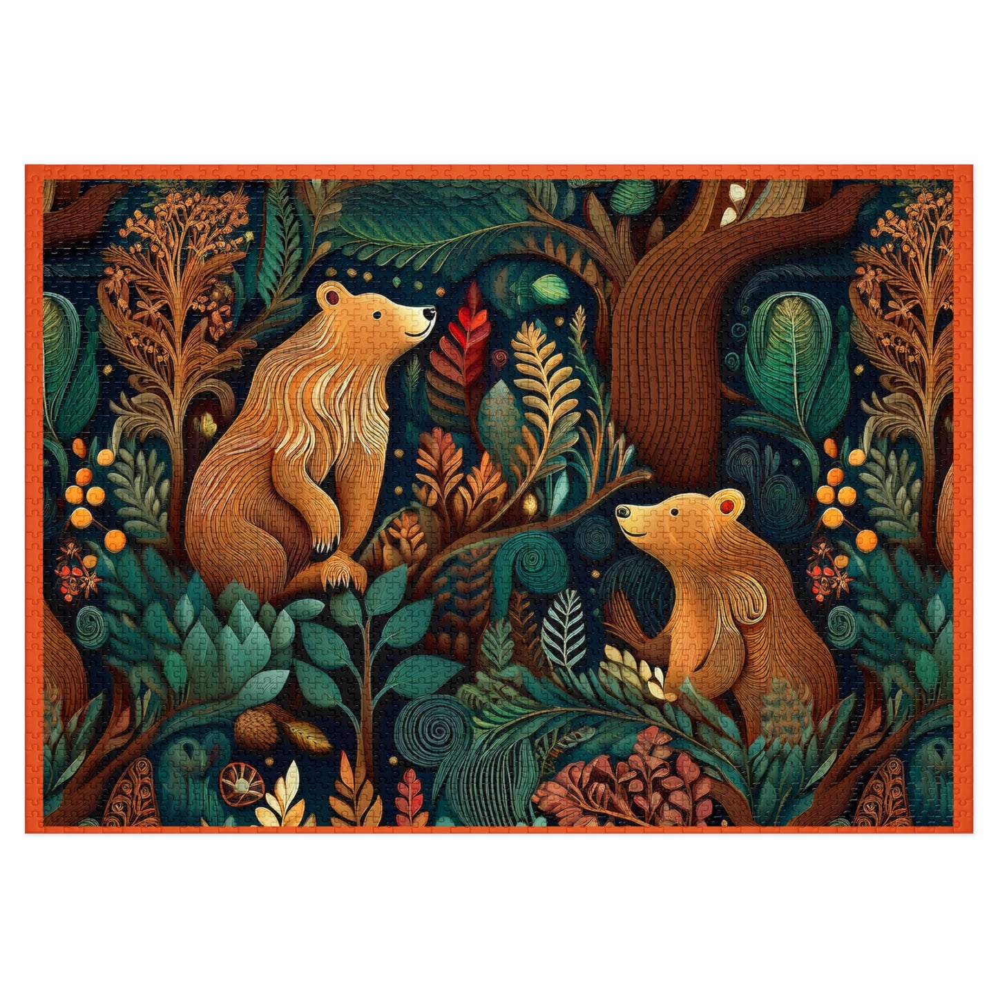 Nature-Inspired Bear Jigsaw Puzzle with Tin - Perfect for Family Fun and Gift-Giving