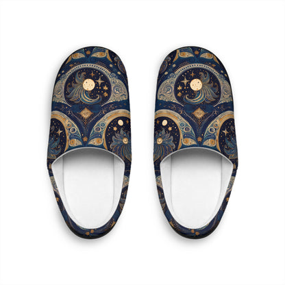 Cozy Space Men’s Indoor Slippers with Moon design