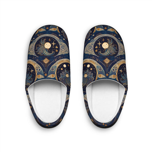 Cozy Space Men’s Indoor Slippers with Moon design