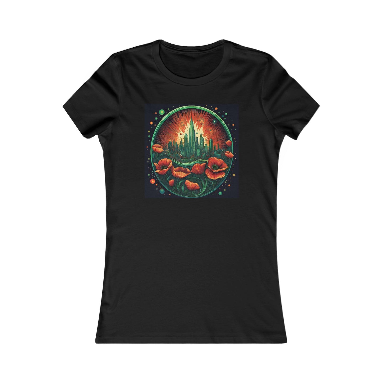 Women's Favorite Tee - Red Poppies and Emerald City