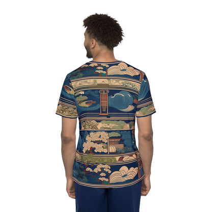 Men's Sports Jersey - Vintage Japanese Inspired Landscape Design