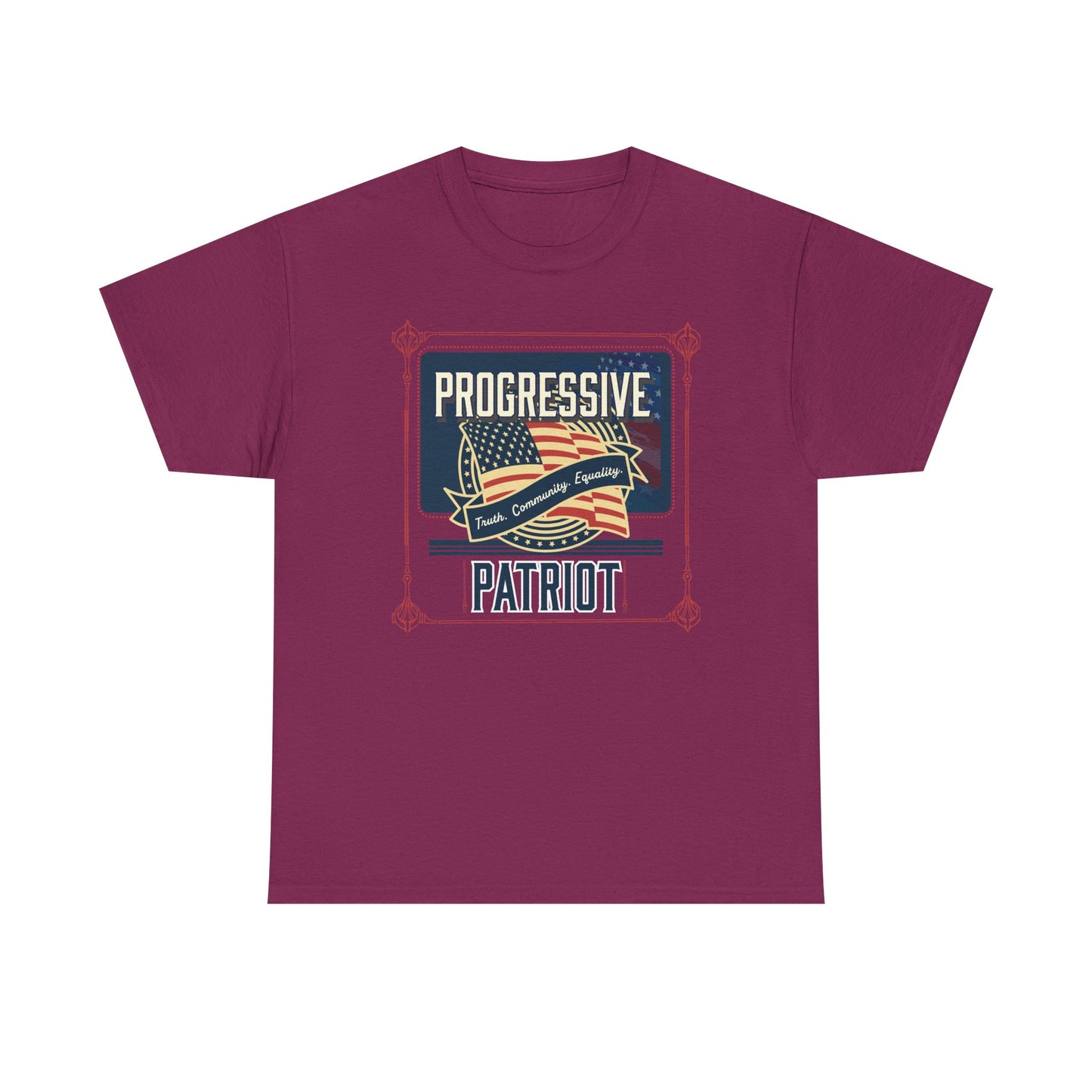 Progressive Patriot- Unisex Heavy Cotton Tee, Retro T-Shirt, Casual Wear, Gift for Activists, Independence Day, Protests, Everyday Apparel