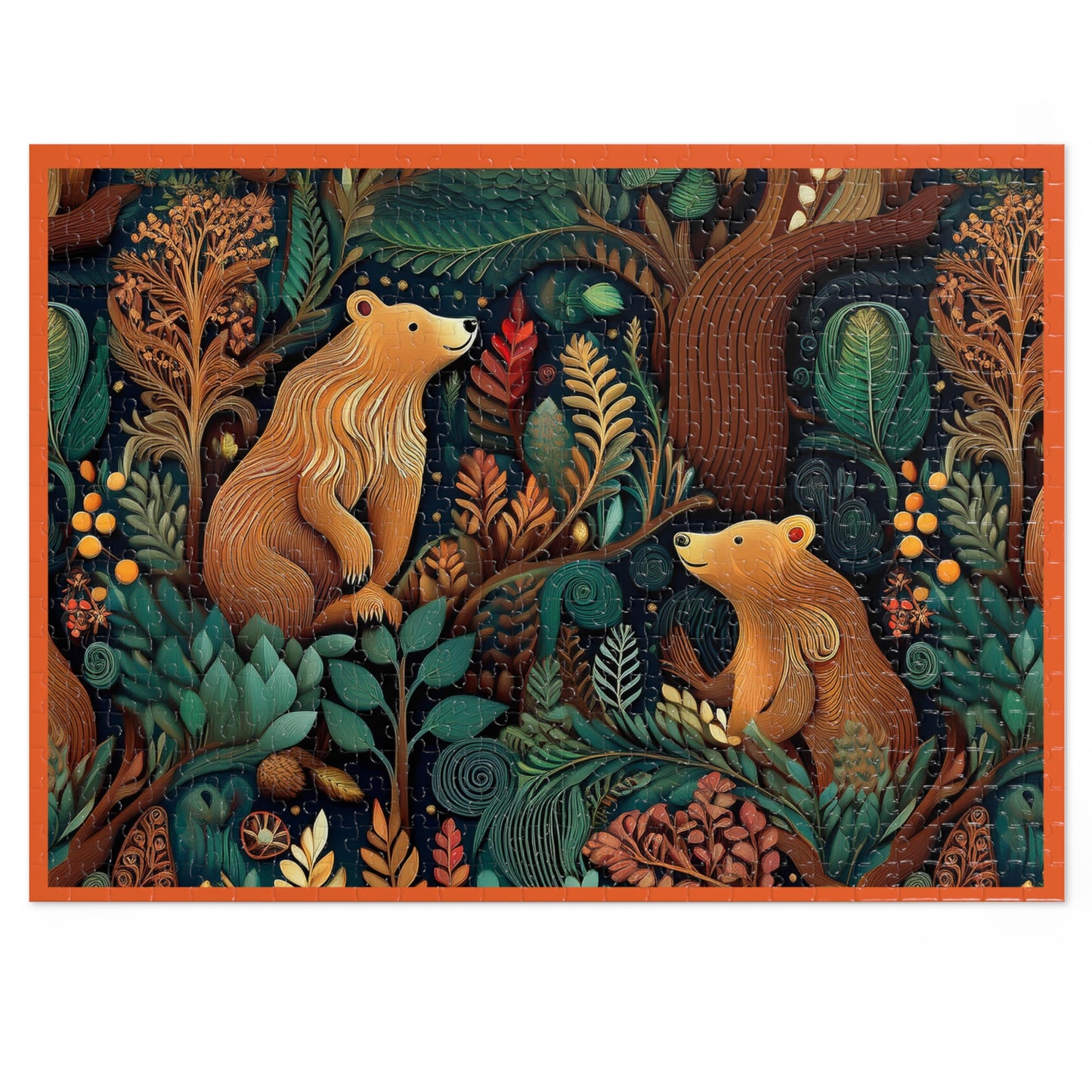 Nature-Inspired Bear Jigsaw Puzzle with Tin - Perfect for Family Fun and Gift-Giving