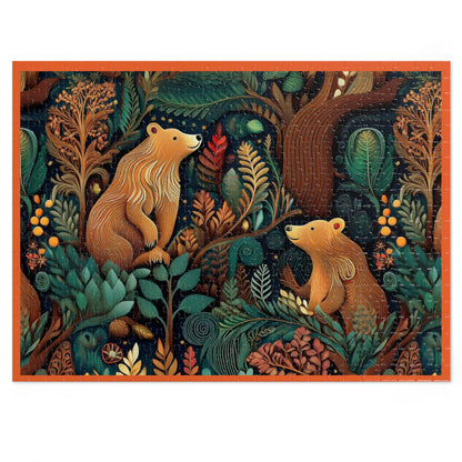 Nature-Inspired Bear Jigsaw Puzzle with Tin - Perfect for Family Fun and Gift-Giving