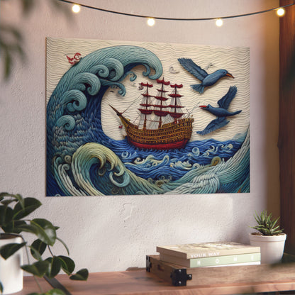 Aluminum panel Artwork - Pirate Ship and Tsunami Wave
