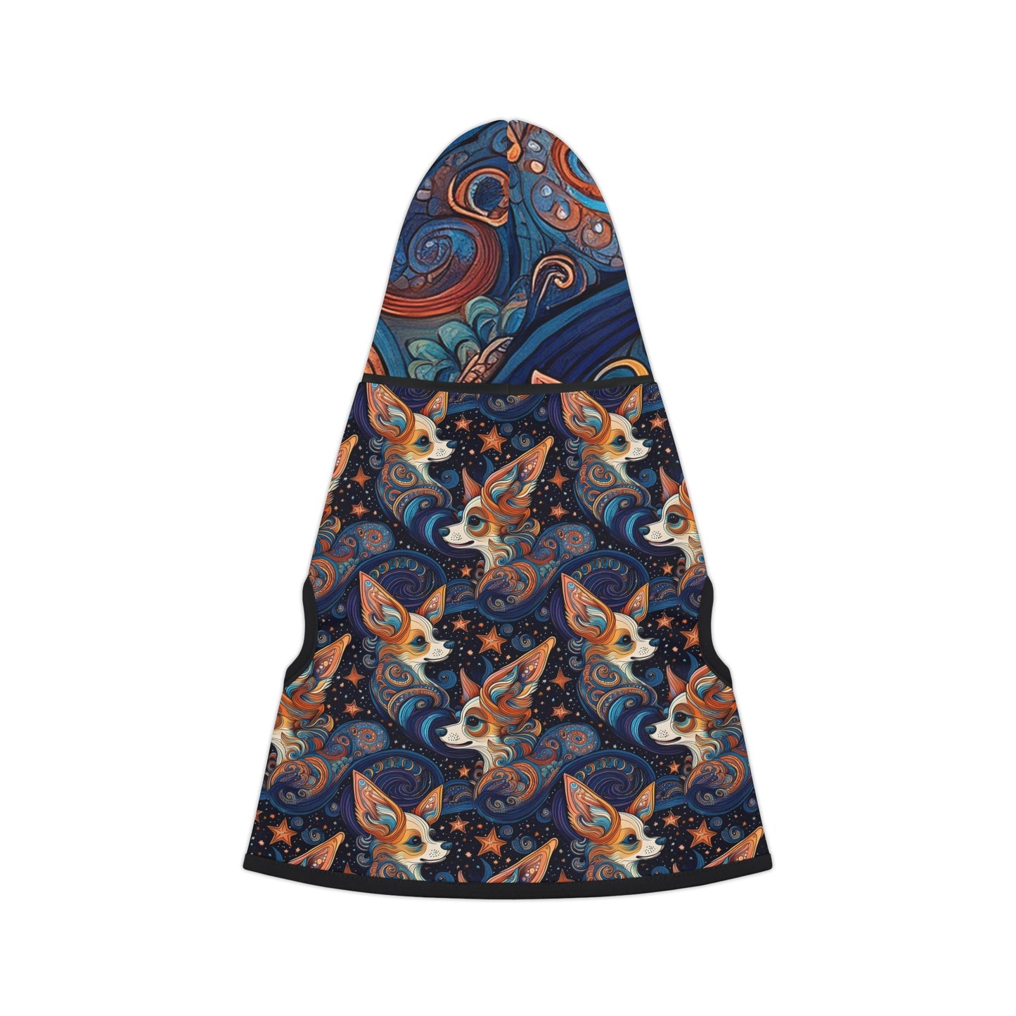 Space Dog Dog Hoodie, Small Breed Dog Psychedelic Print Sweatshirt, Vibrant Animal Pet Owner Gift, Colorful Stars Swirls Pullover