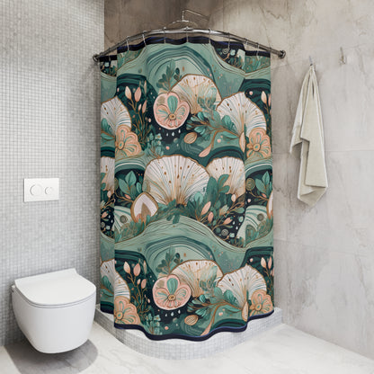 Elegant Floral Sea Shower Curtain - Nature-Inspired Bathroom Decor