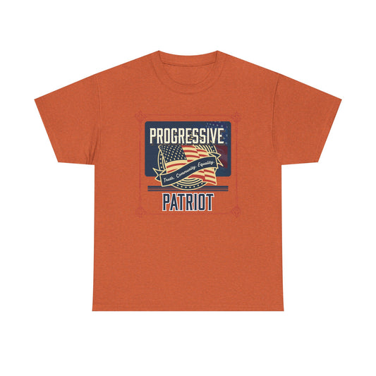 Progressive Patriot- Unisex Heavy Cotton Tee, Retro T-Shirt, Casual Wear, Gift for Activists, Independence Day, Protests, Everyday Apparel