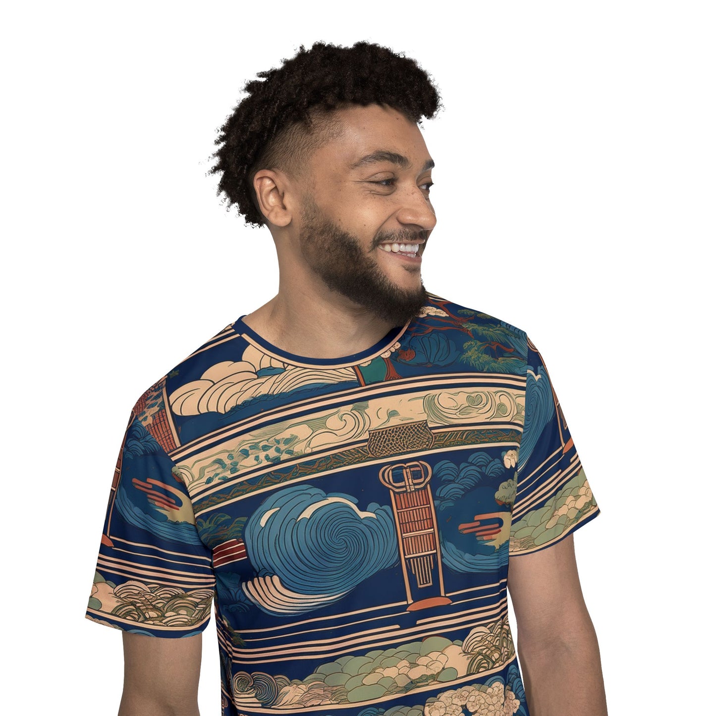 Men's Sports Jersey - Vintage Japanese Inspired Landscape Design