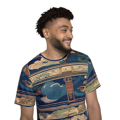 Men's Sports Jersey - Vintage Japanese Inspired Landscape Design